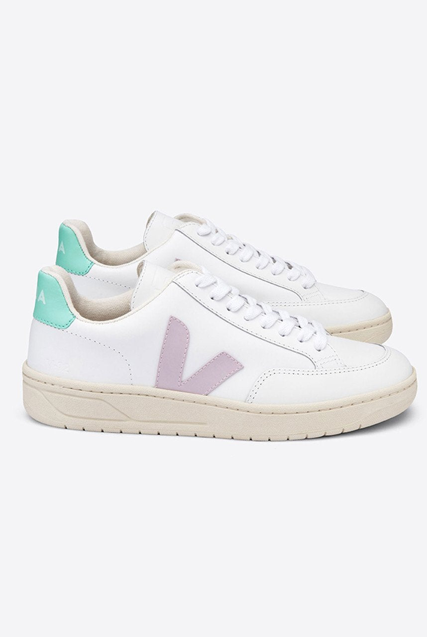 Baskets v-12 leather extra white parme turquoise