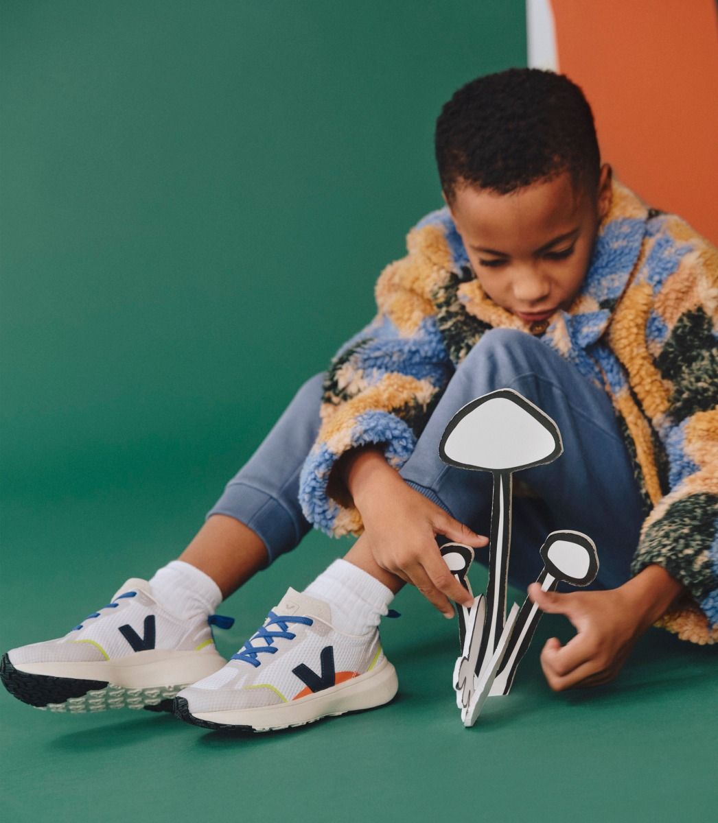 Baskets enfant en polyester recyclé | multicolore "canary elastic laces alveomesh white nautico"
