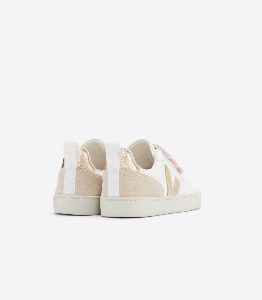 Baskets enfant en cuir sans chrome | doré "v-10 chromefree leather multico white shiny"