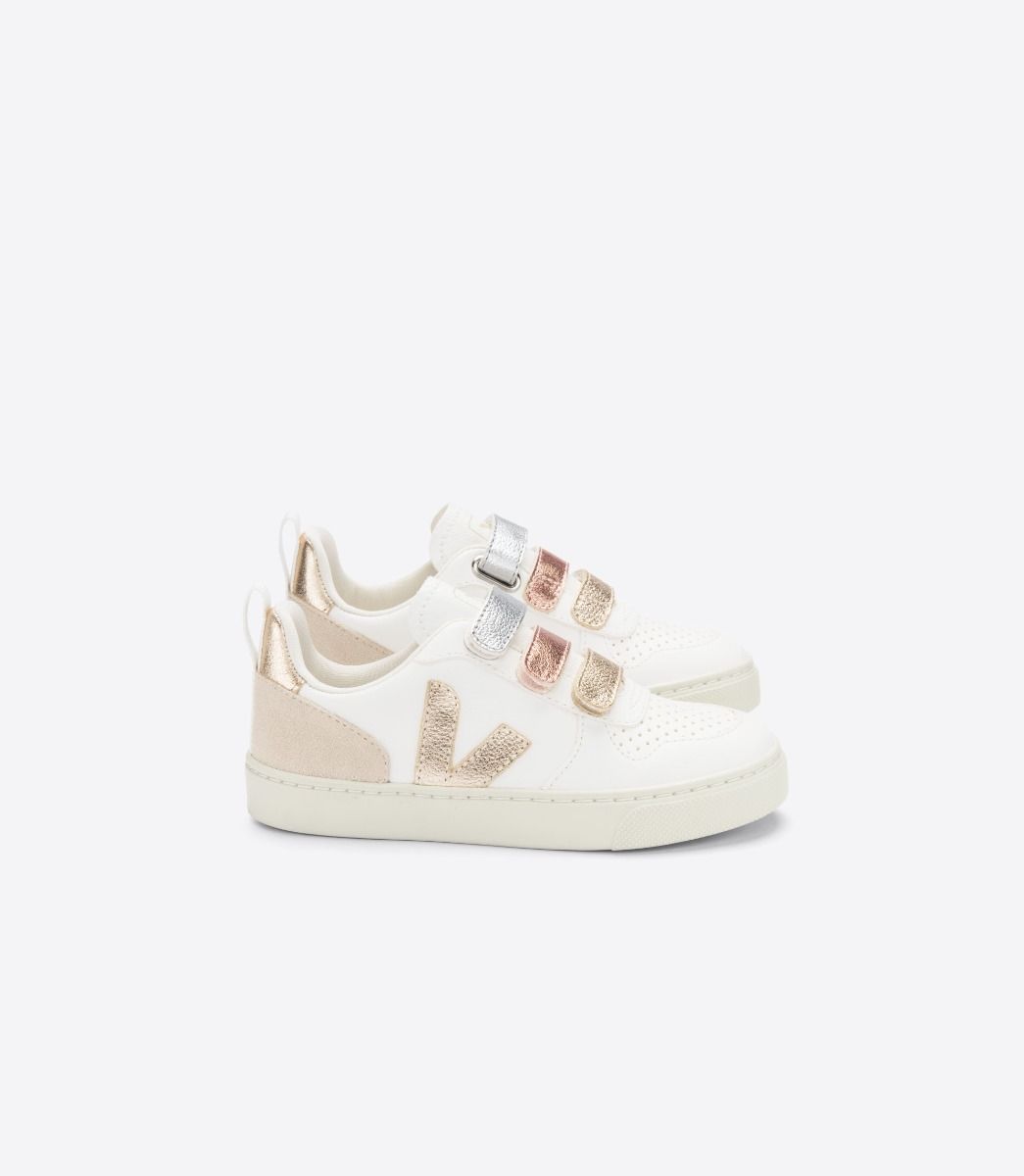 Baskets enfant v-10 chromefree leather multico extra white shiny