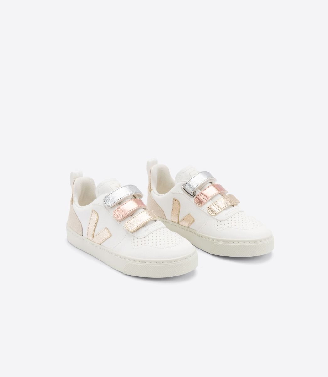 Baskets enfant v-10 chromefree leather multico extra white shiny
