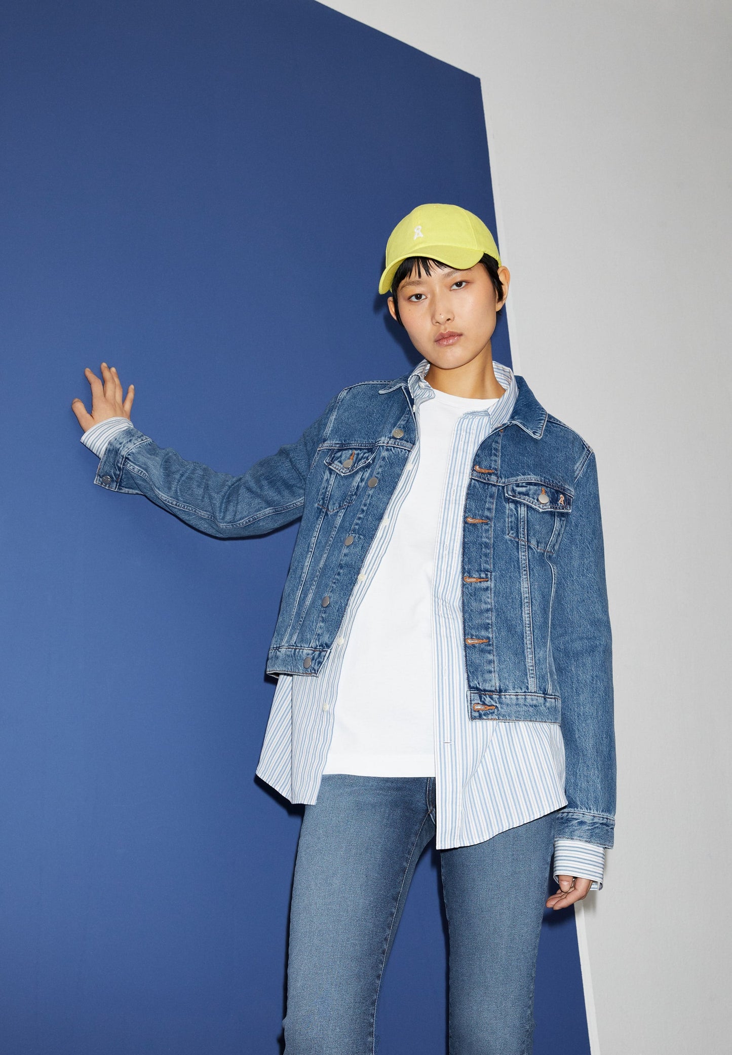 Veste en jean en coton bio et recyclé | Bleu dévalvé "velitaa retro true used wash"