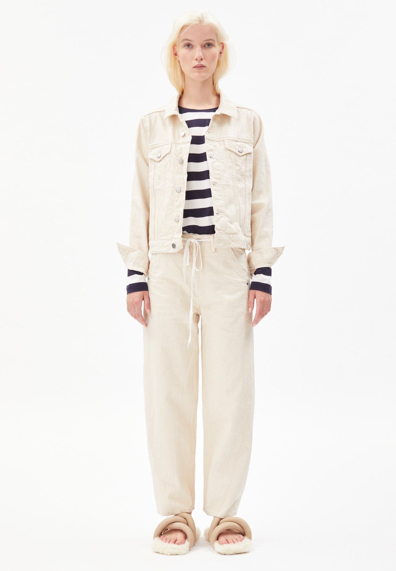 Veste blanc cassé en coton bio et recyclé non teint - velitaa undyed - undyed