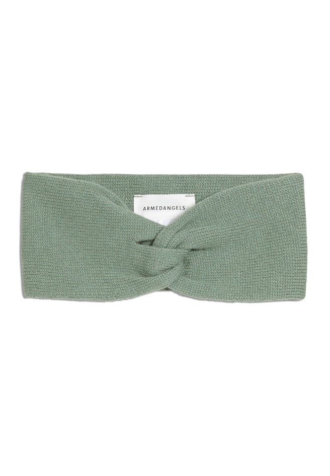 Bandeau vert pâle en coton bio et laine - maritaa