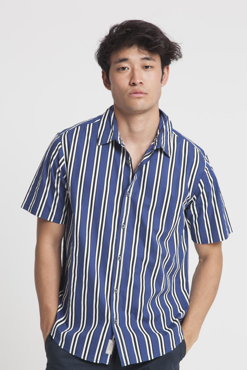 Chemise manches courtes rayée en coton bio - Tom