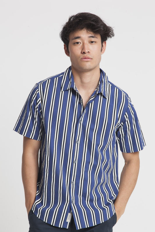 Chemise manches courtes rayée en coton bio - Tom