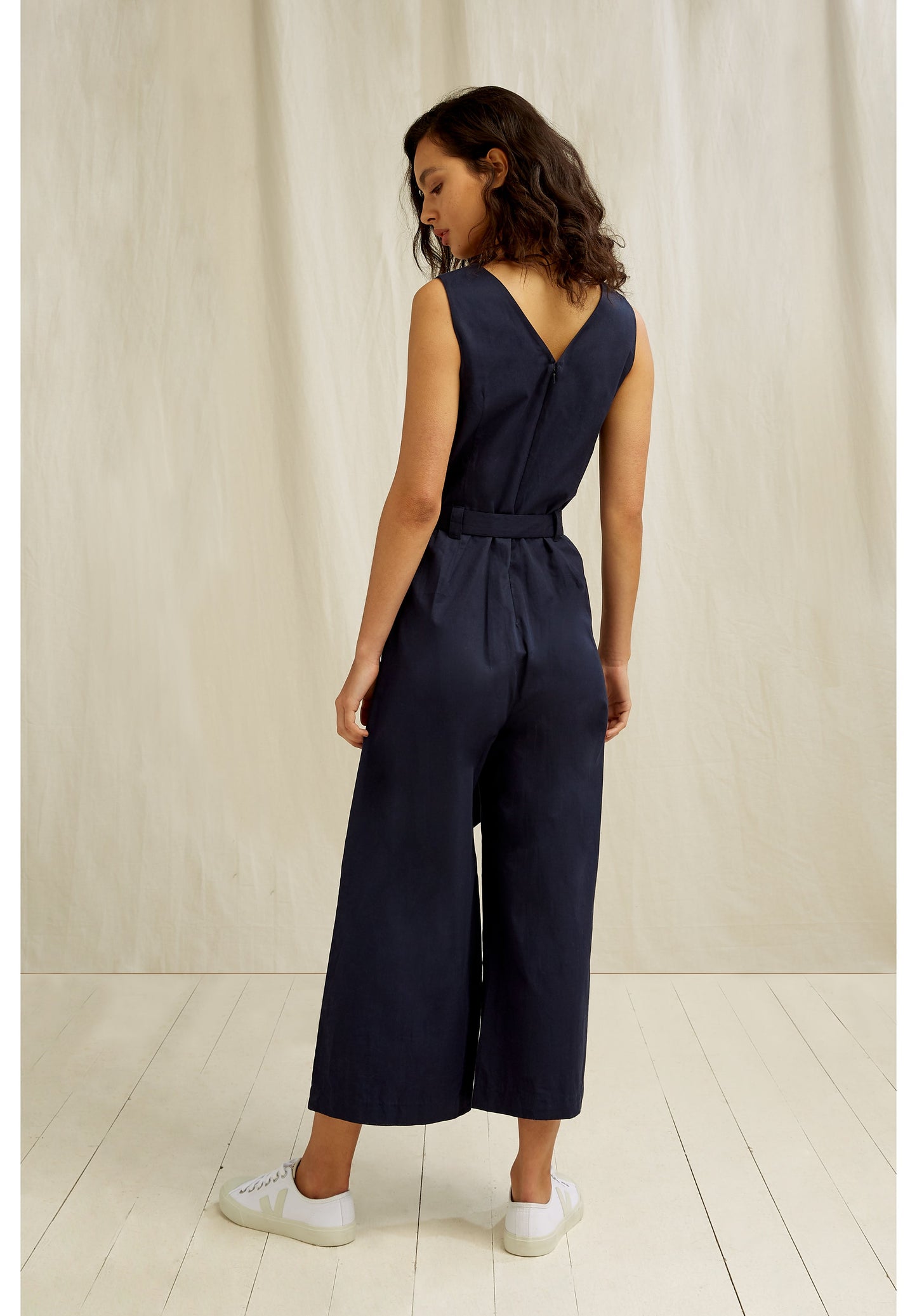 Combinaison longue marine en coton bio - Vesta