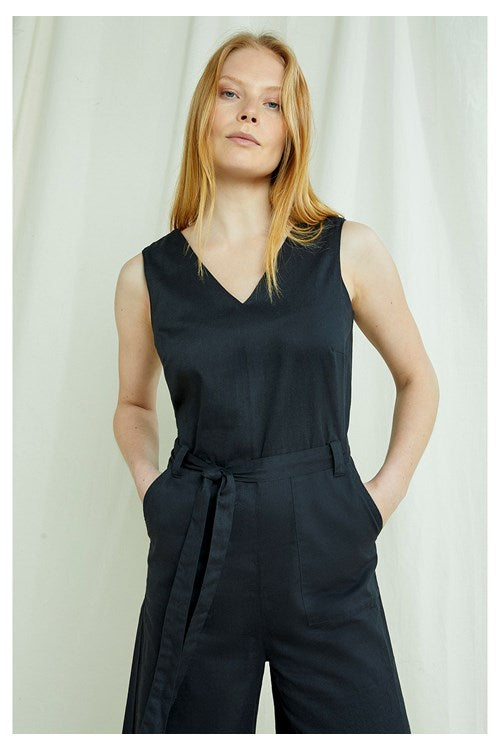 Combinaison noire en coton bio - vesta