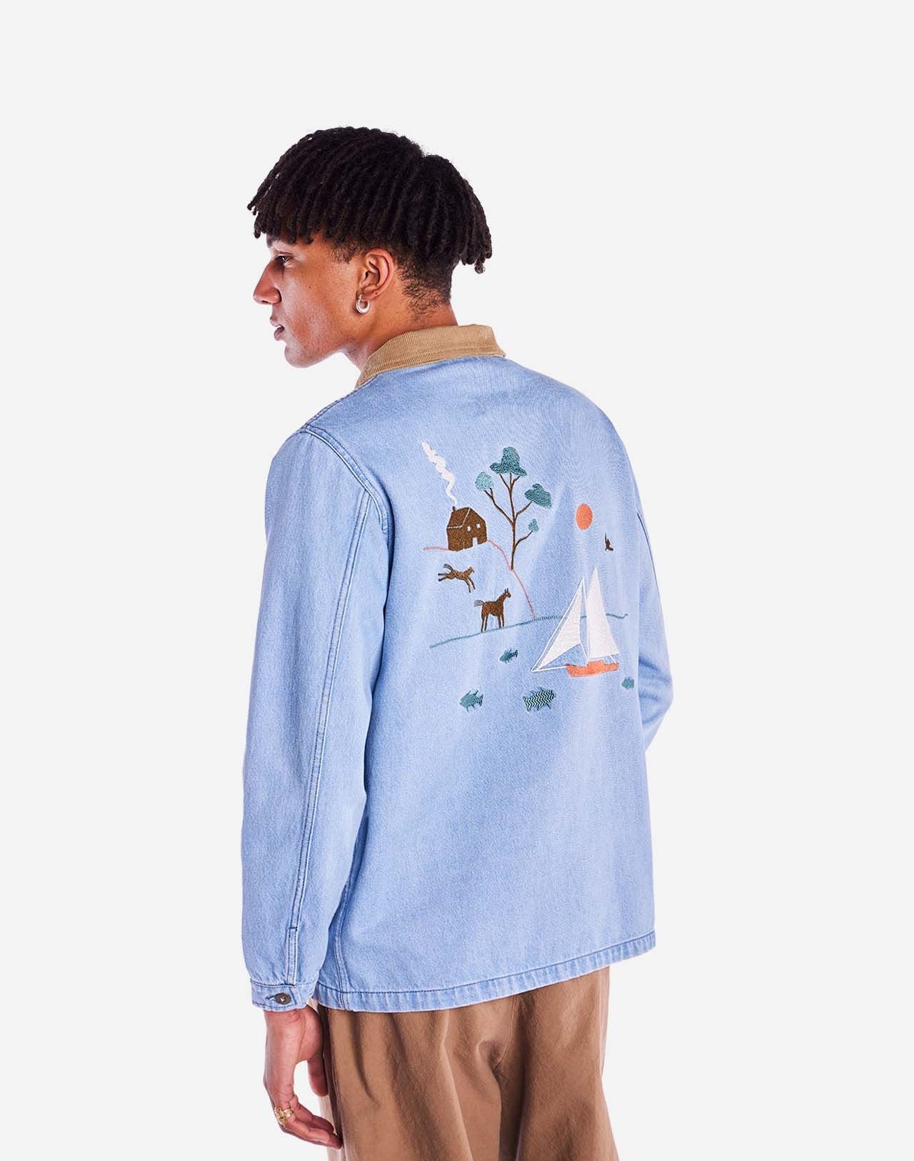 Veste en coton biologique | bleu "jacket helford denim clair - light denim"
