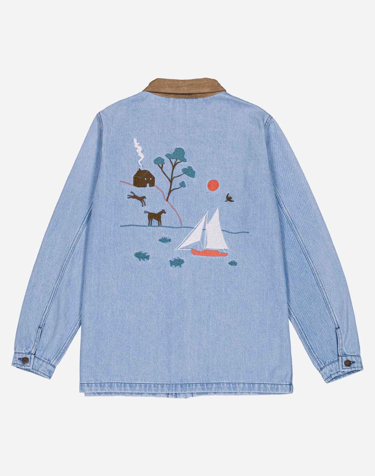 Veste en coton biologique | bleu "jacket helford denim clair - light denim"