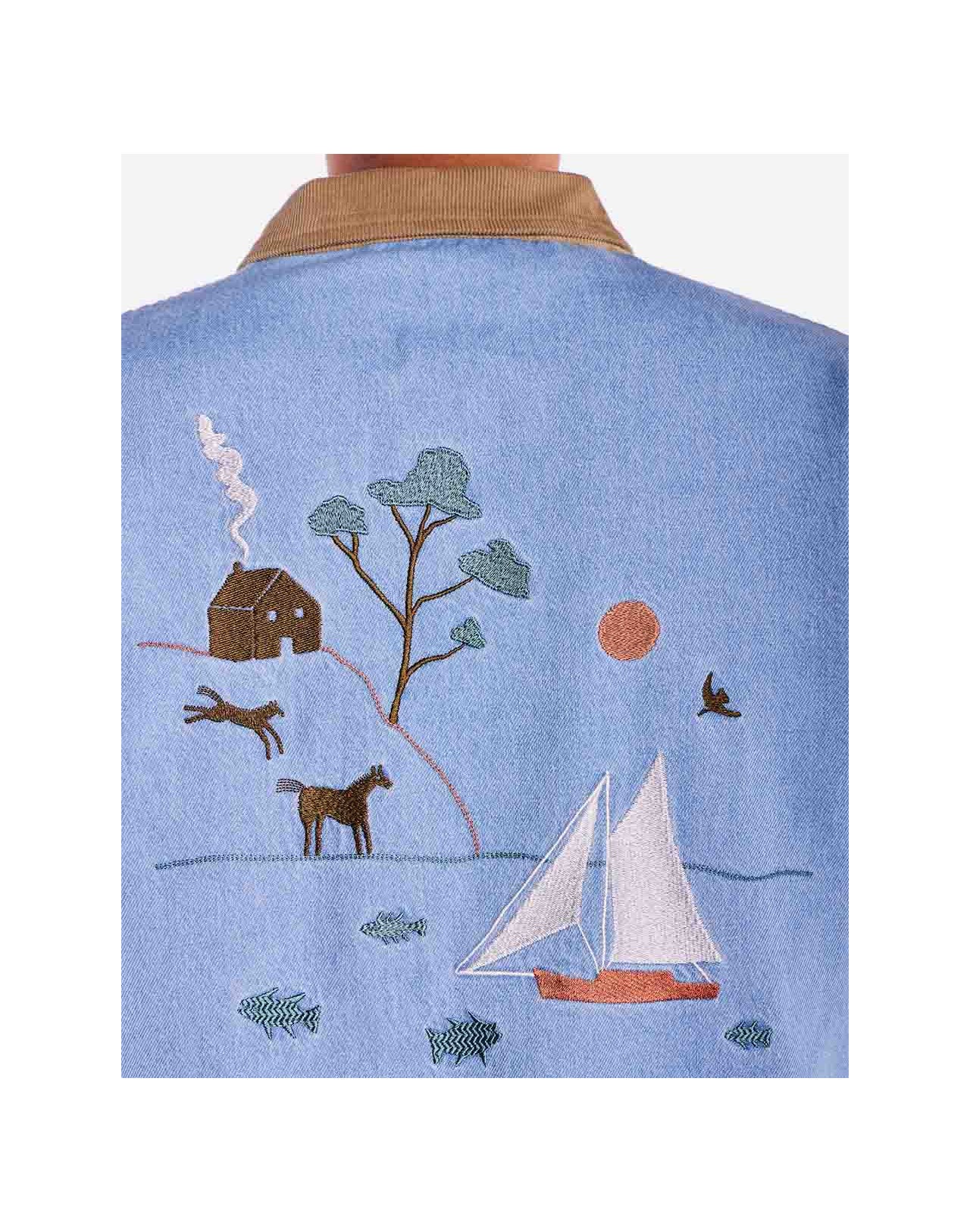 Veste en coton biologique | bleu "jacket helford denim clair - light denim"