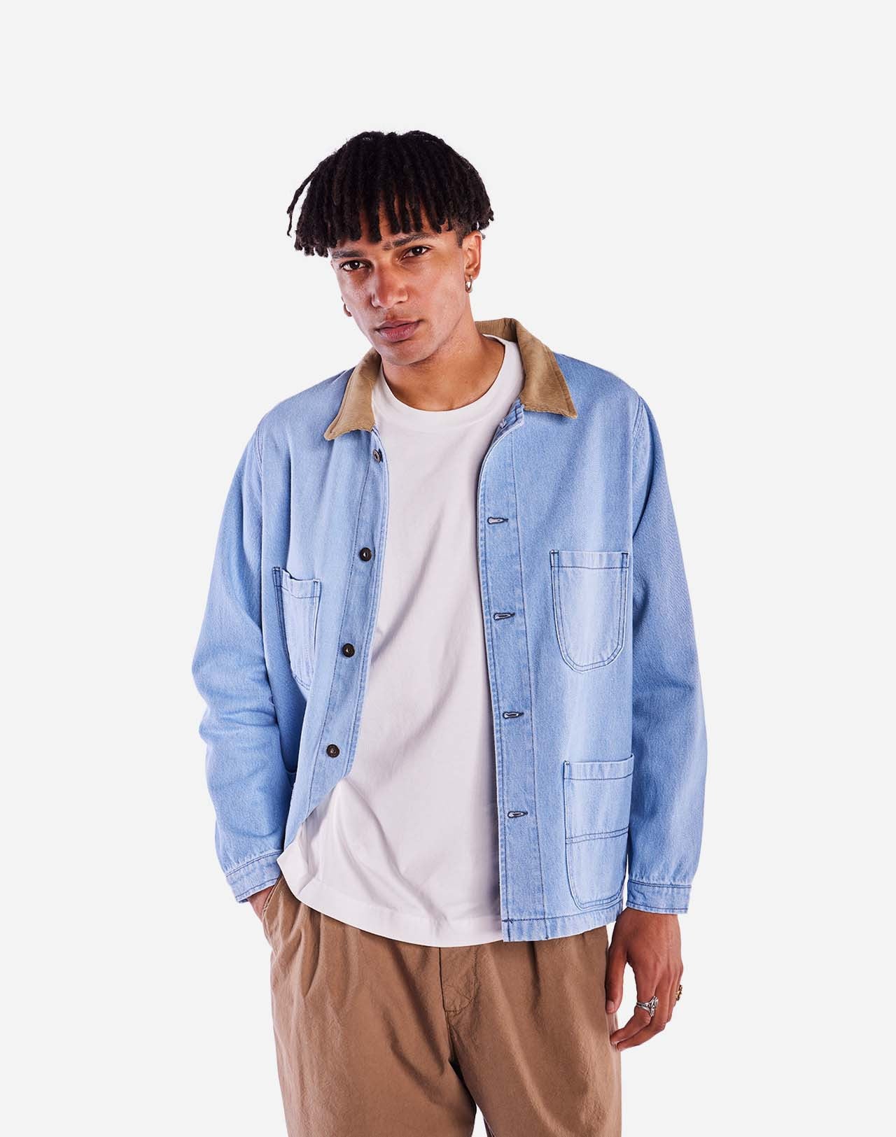 Veste en coton biologique | bleu "jacket helford denim clair - light denim"
