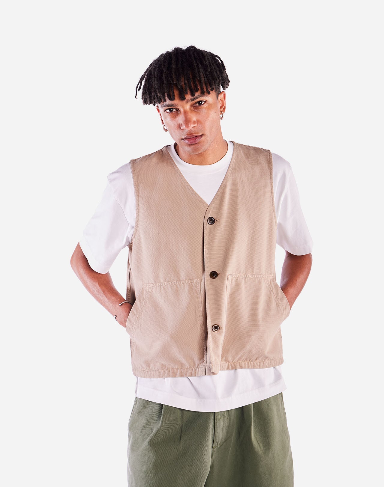 Veste sans manches en coton bio | beige "jacket orni beige - beige"