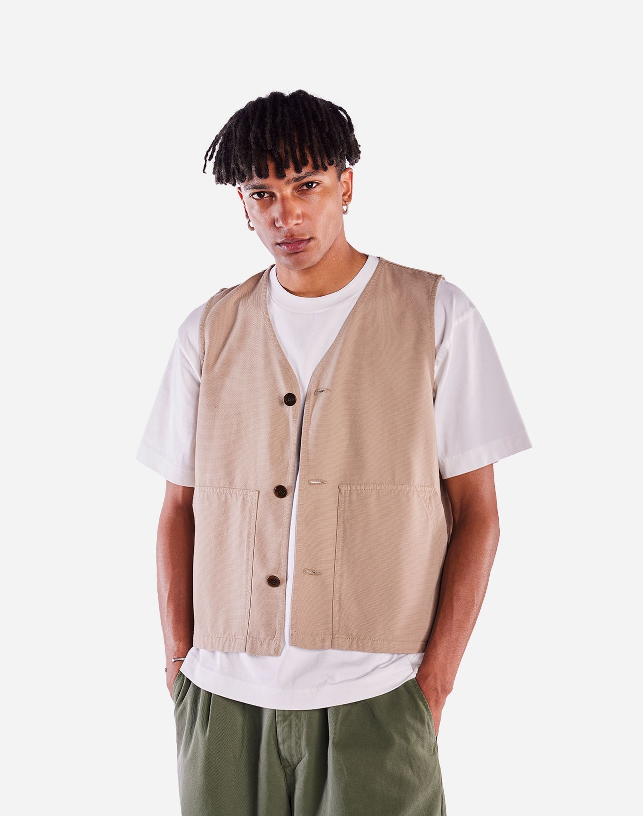 Veste sans manches en coton bio | beige "jacket orni beige - beige"