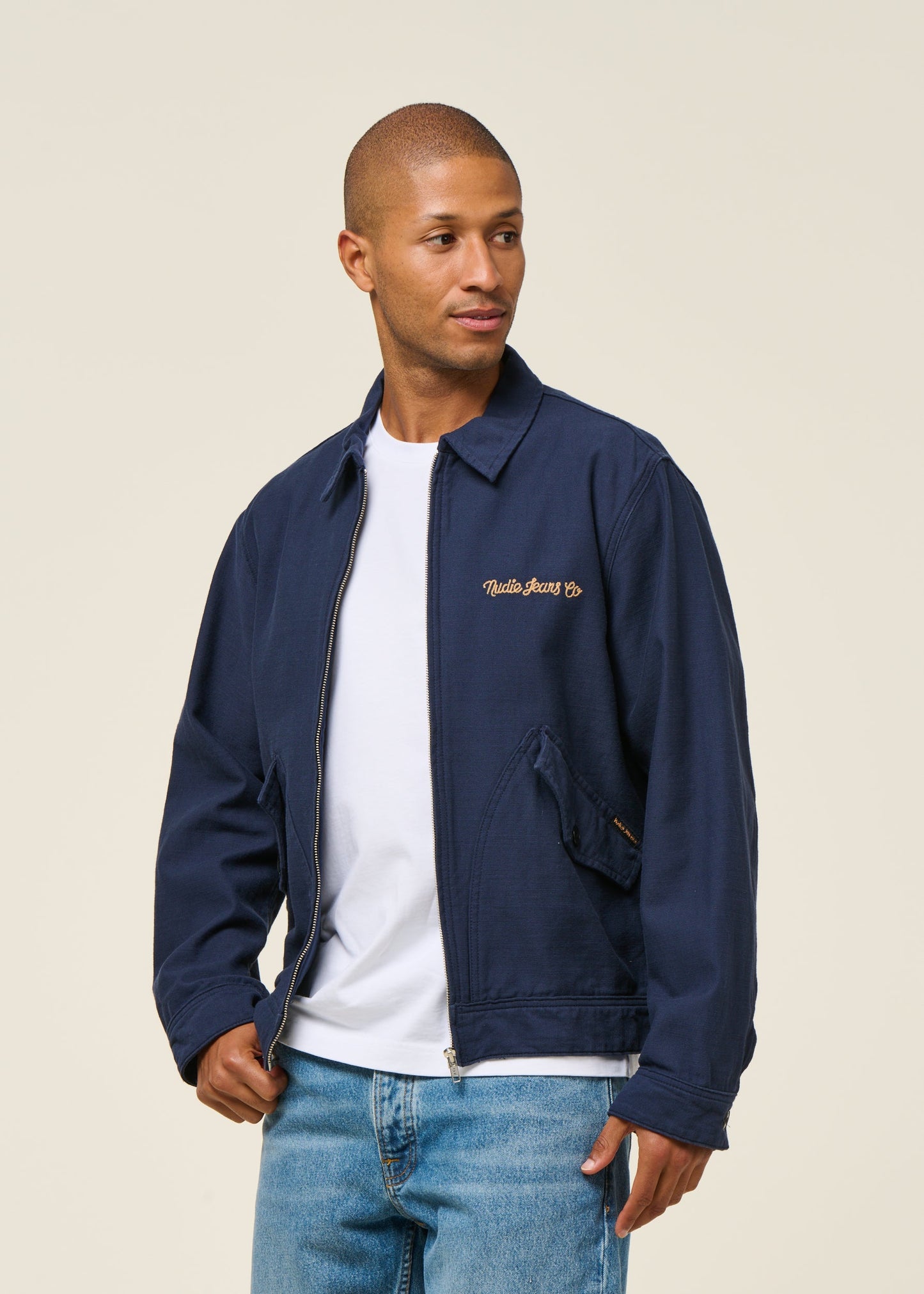 blake zip jacket back sateen - navy