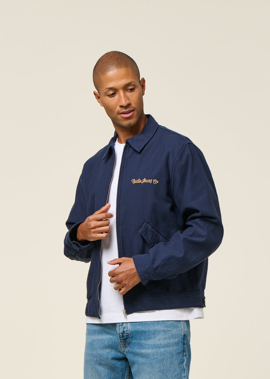blake zip jacket back sateen - navy