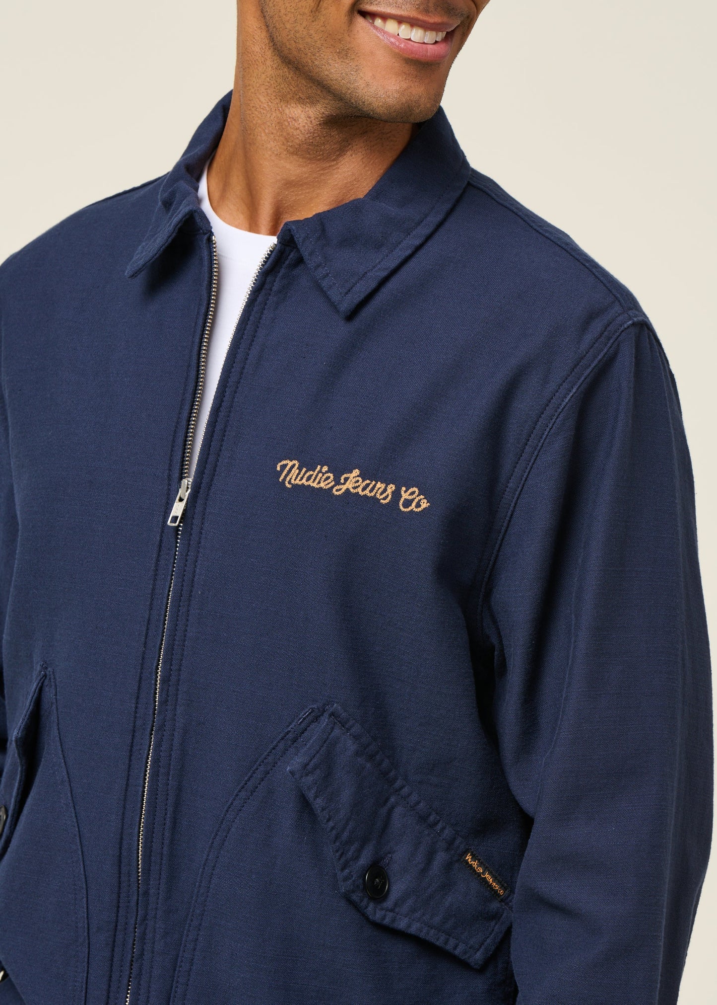 blake zip jacket back sateen - navy