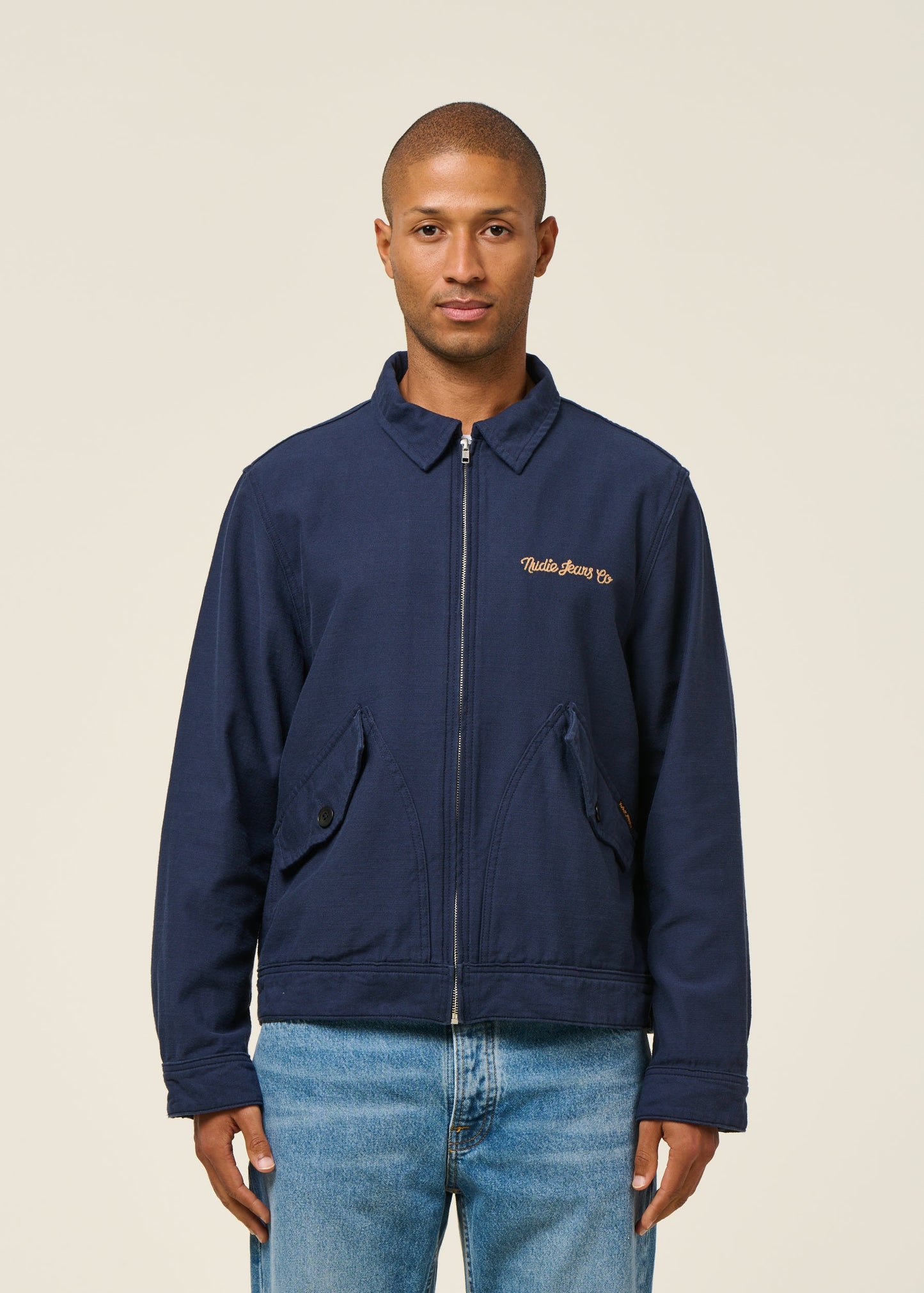 blake zip jacket back sateen - navy