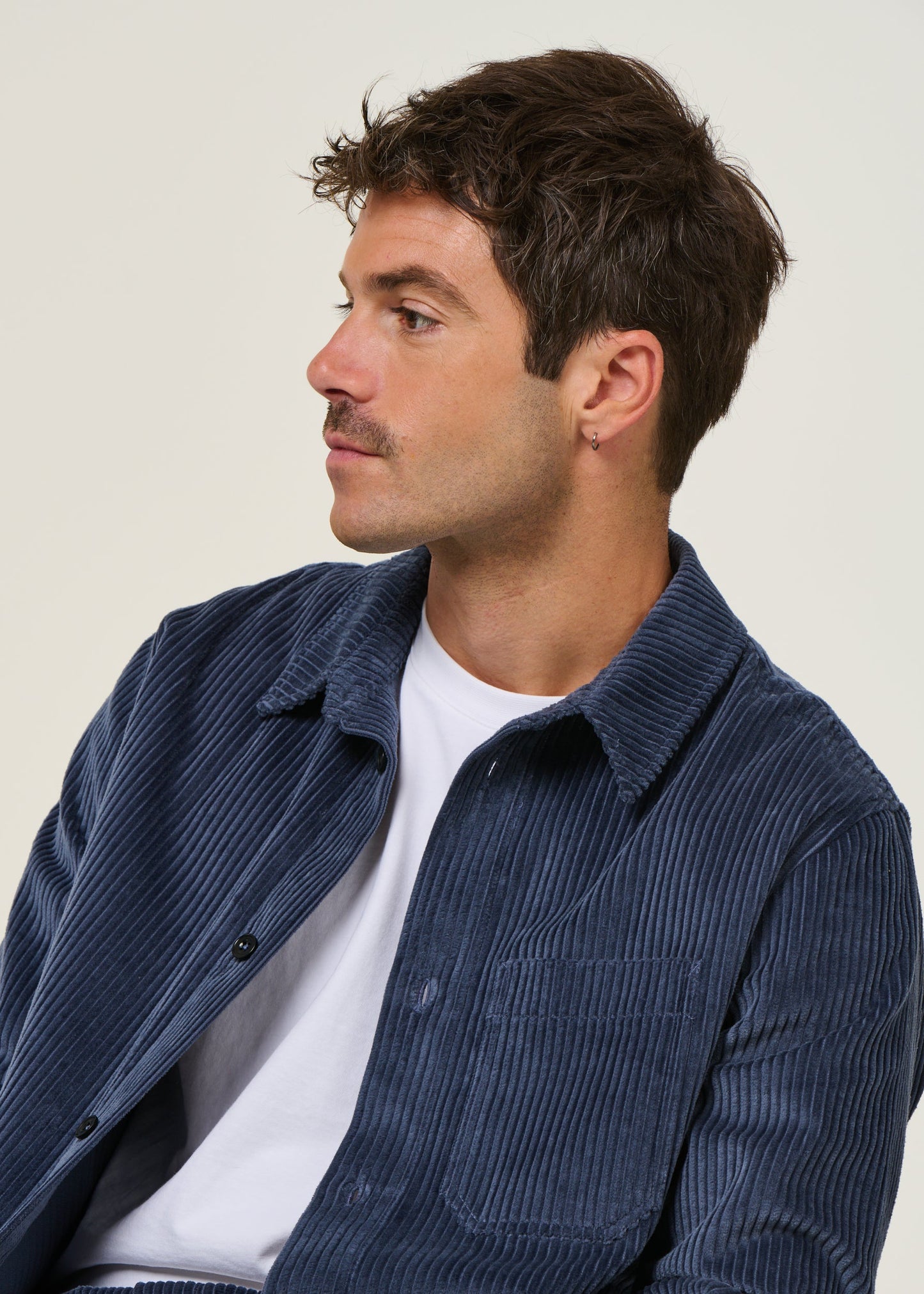 Surchemise velours en coton bio | bleu "cord casual shirt organic cotton - stone blue"