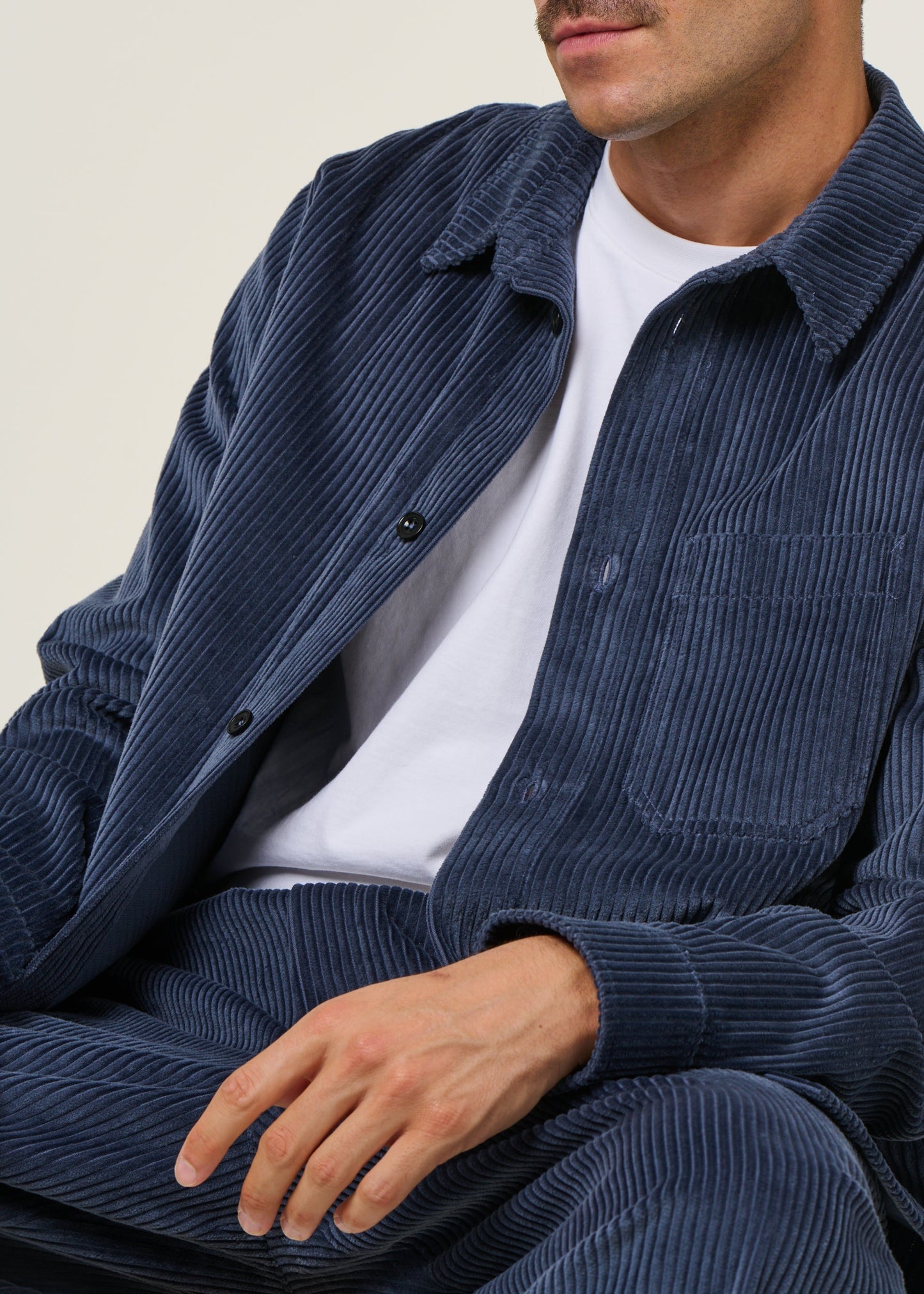 Surchemise velours en coton bio | bleu "cord casual shirt organic cotton - stone blue"