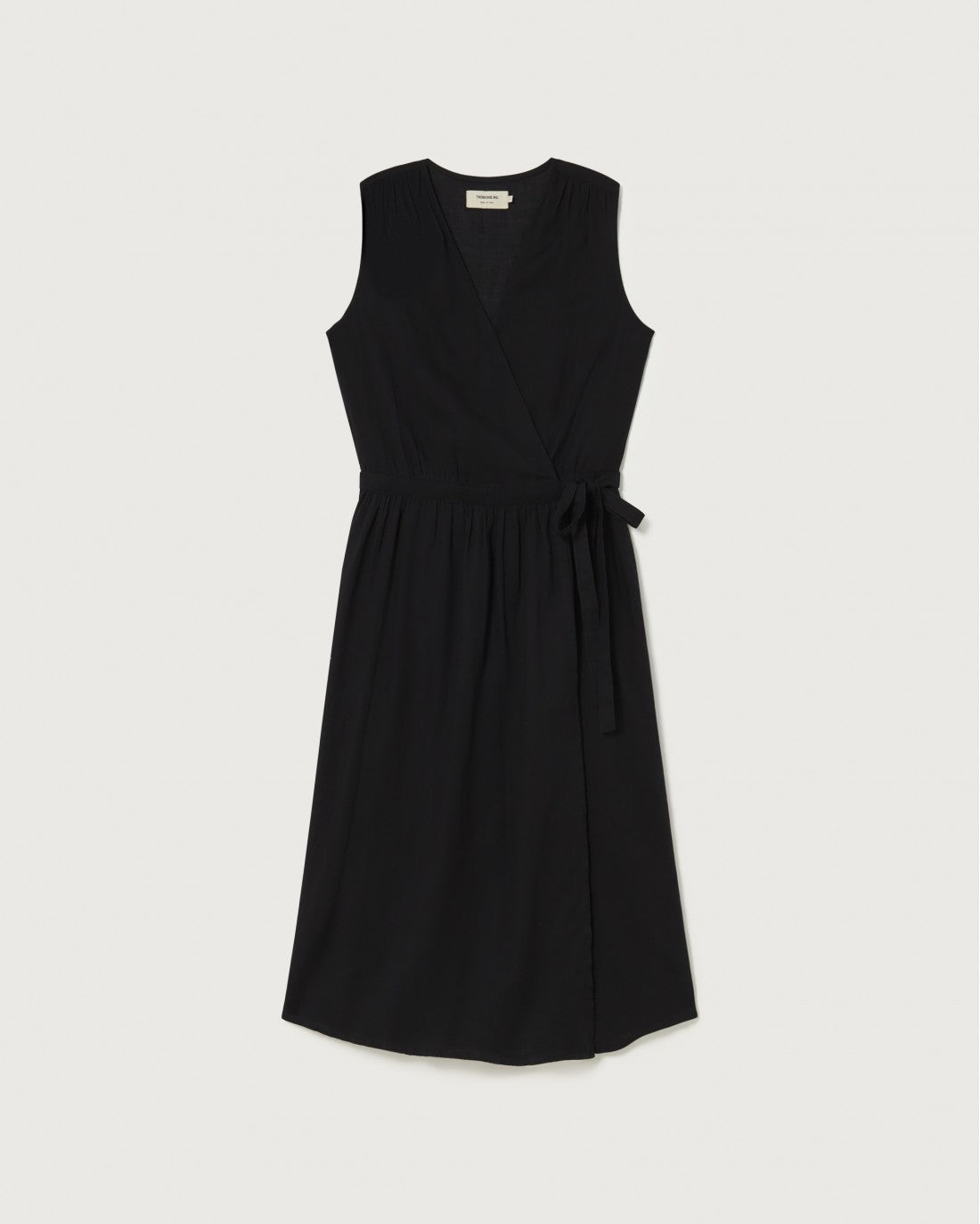 Robe midi portefeuille noir en coton bio - BLACK AMAPOLA DRESS