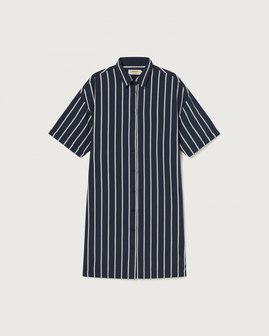 Robe chemise rayée en coton bio - NAVY STRIPPED AMBER DRESS