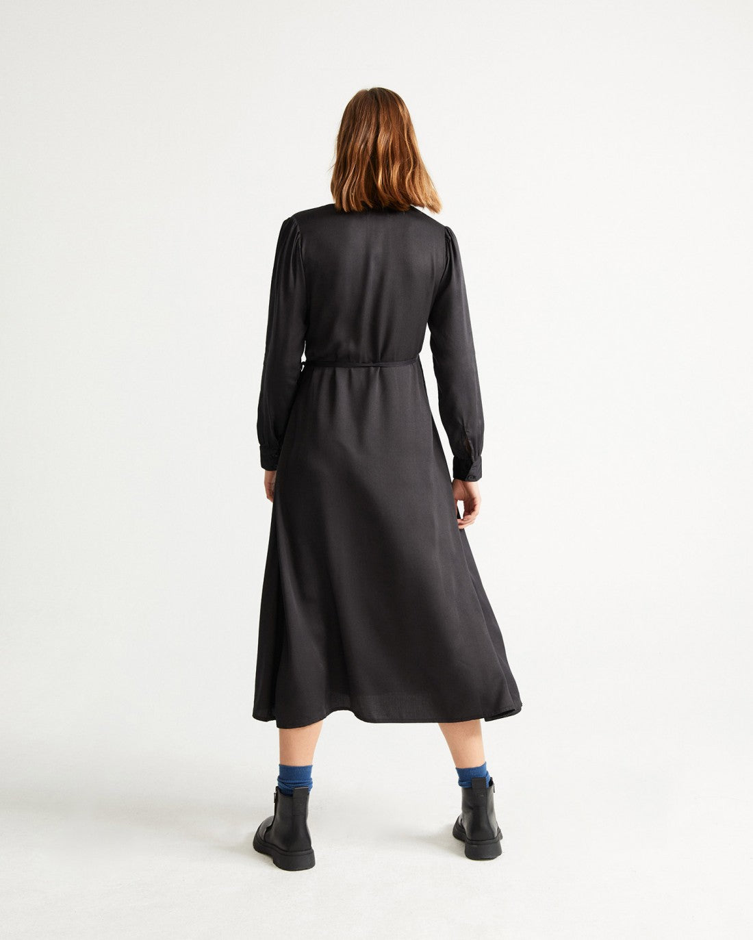 Robe cache-coeur noire en tencel - Camille black