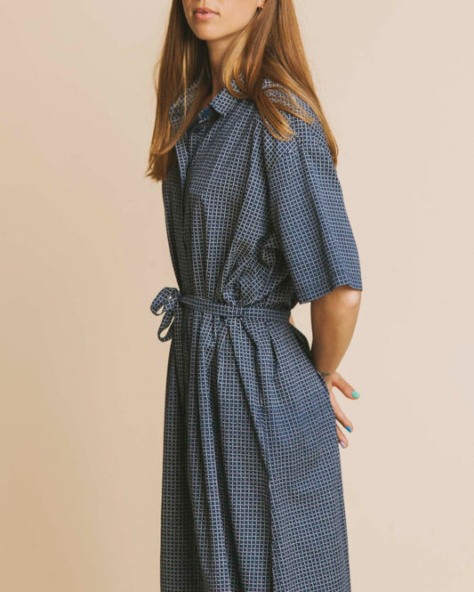 Robe longue oversize bleue en coton bio - Mandy