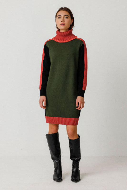 Robe en coton biologique | vert "vestido emili deep green"