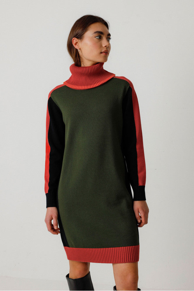 Robe en coton biologique | vert "vestido emili deep green"
