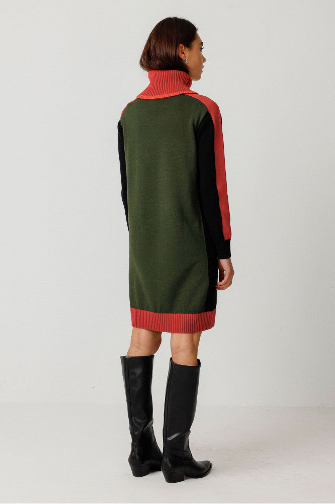 Robe en coton biologique | vert "vestido emili deep green"