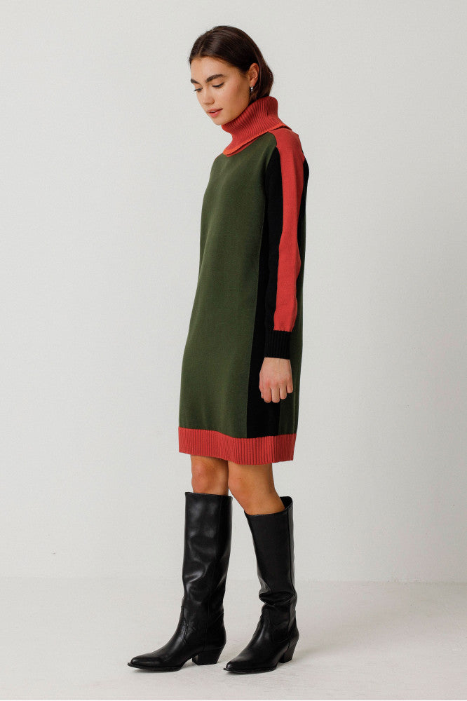 Robe en coton biologique | vert "vestido emili deep green"