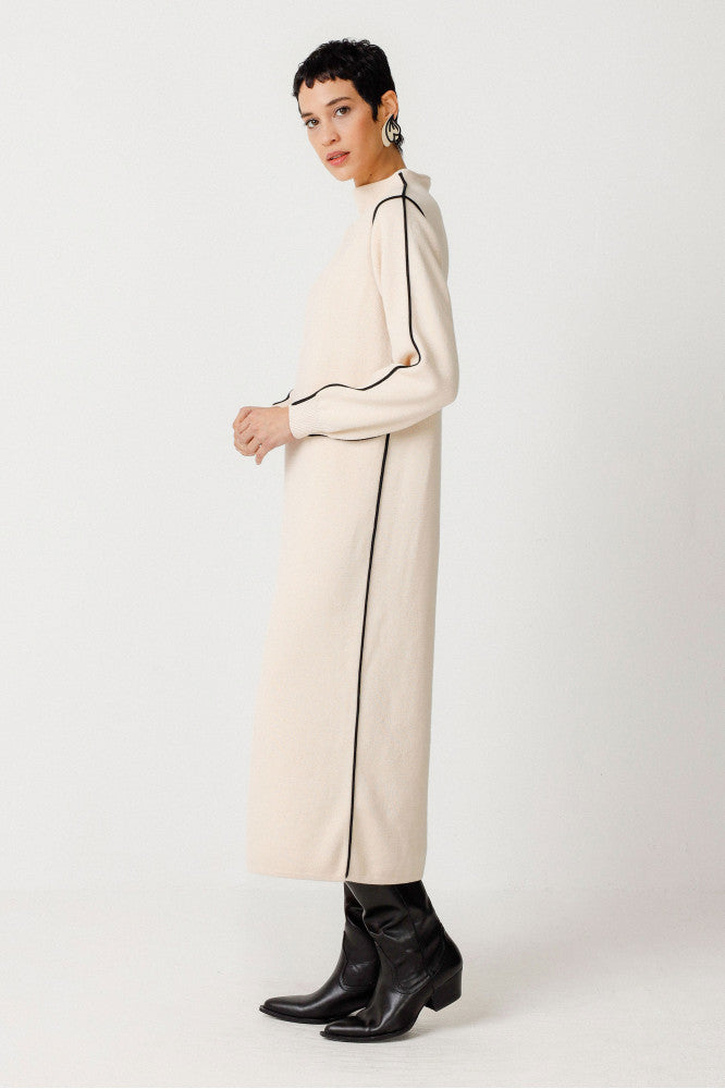 Robe en coton biologique | beige "vestido leda cream"