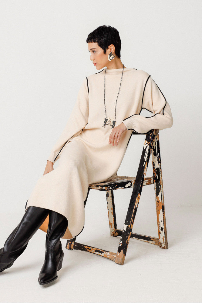 Robe en coton biologique | beige "vestido leda cream"