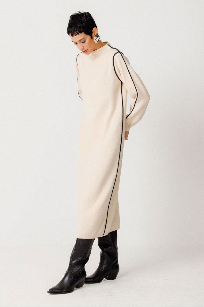 Robe en coton biologique | beige "vestido leda cream"