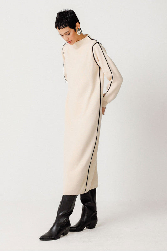 Robe en coton biologique | beige "vestido leda cream"