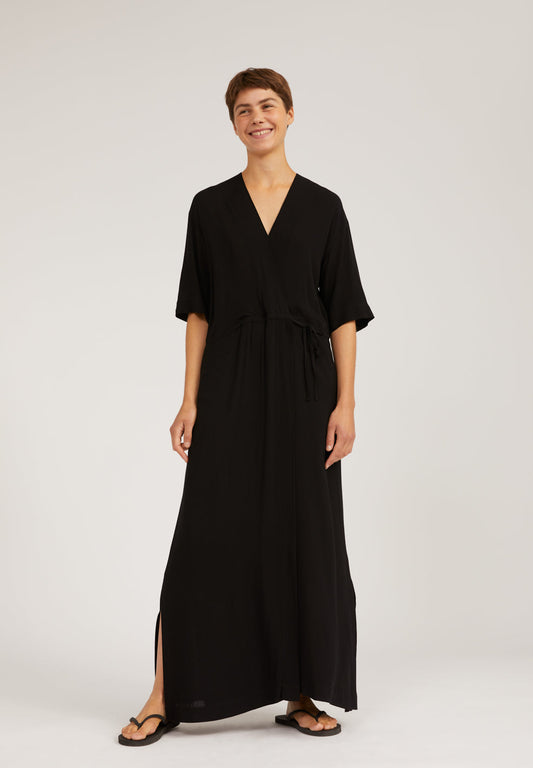Robe longue noire en tencel - Viktoriaa