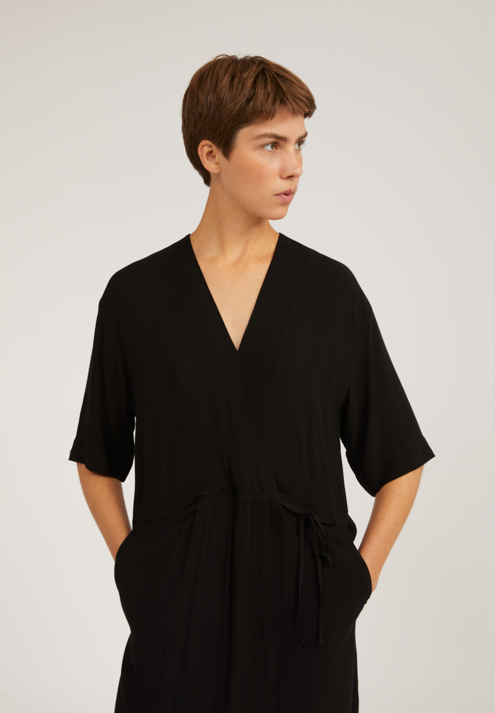 Robe longue noire en tencel - Viktoriaa