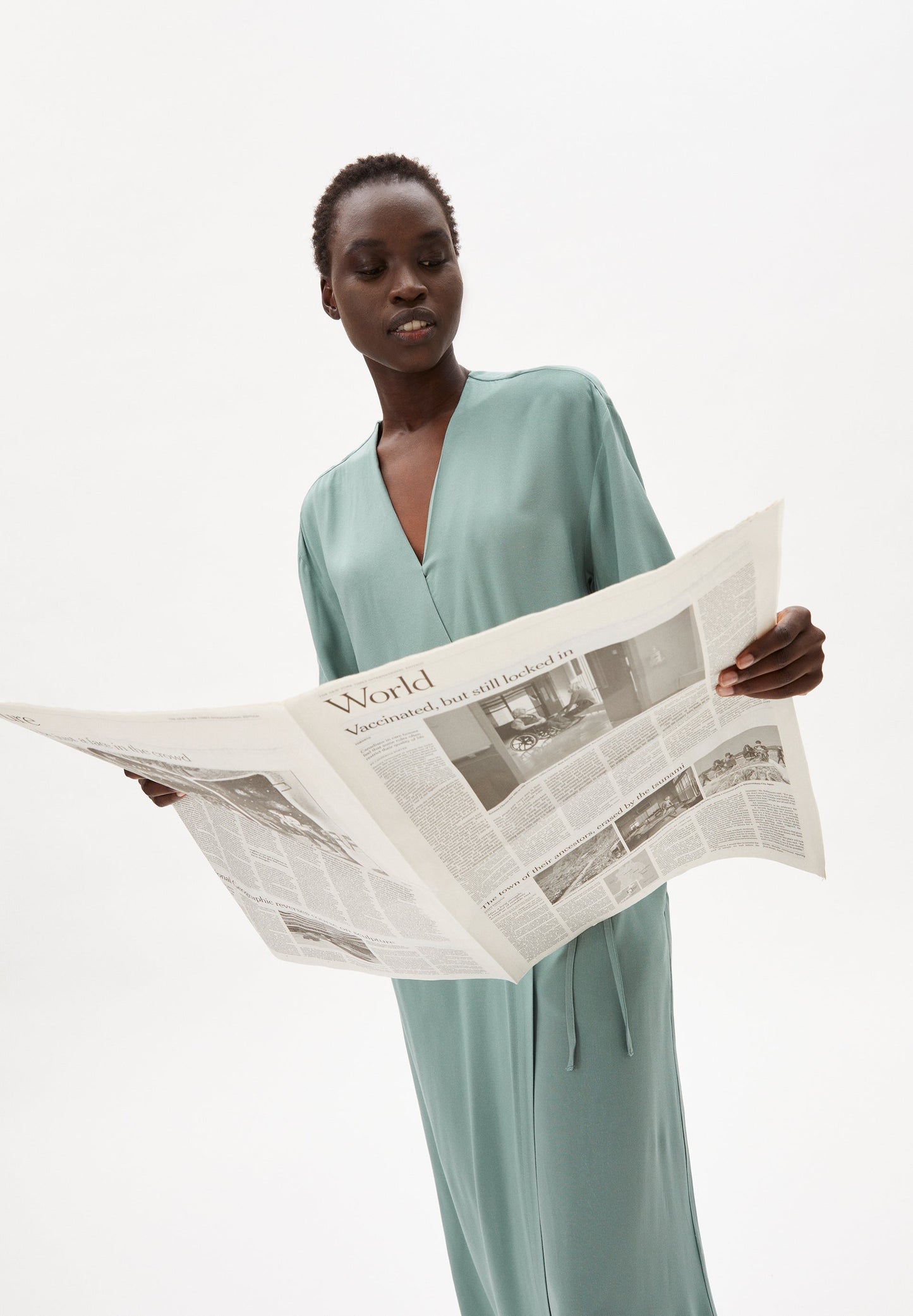 Robe longue vert d'eau en tencel - Viktoriaa