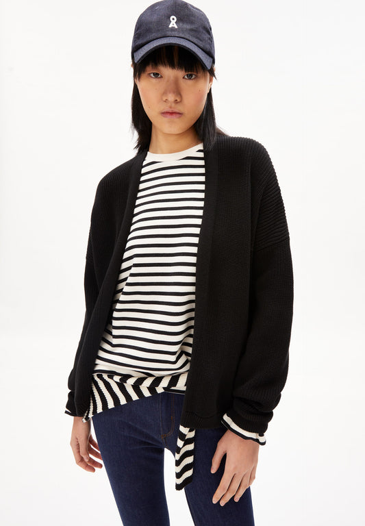 Cardigan noir en coton biologique - vildanaa soft black