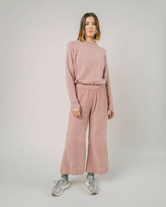 Pantalon ample rose velours en coton bio - wide leg corduroy pant glasse pink