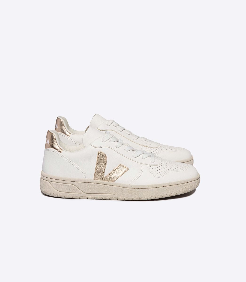 Baskets en cuir sans chrome | doré "v-10 chromefree leather white platine"
