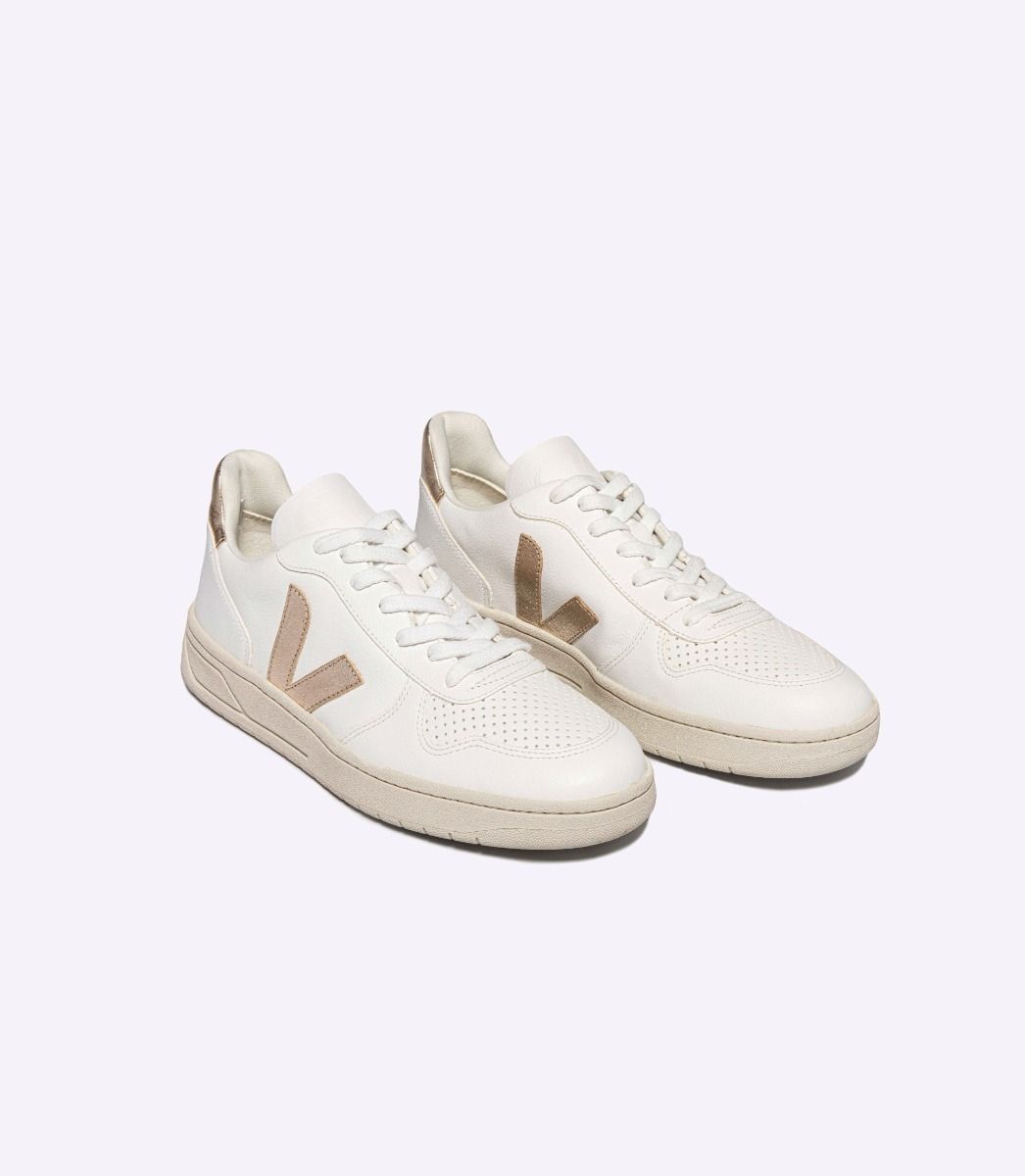 Baskets en cuir sans chrome | doré "v-10 chromefree leather white platine"