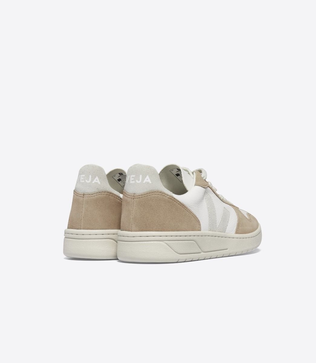 Baskets en suède et cuir sans chrome | beige "v-10 chromefree leather white natural sahara"