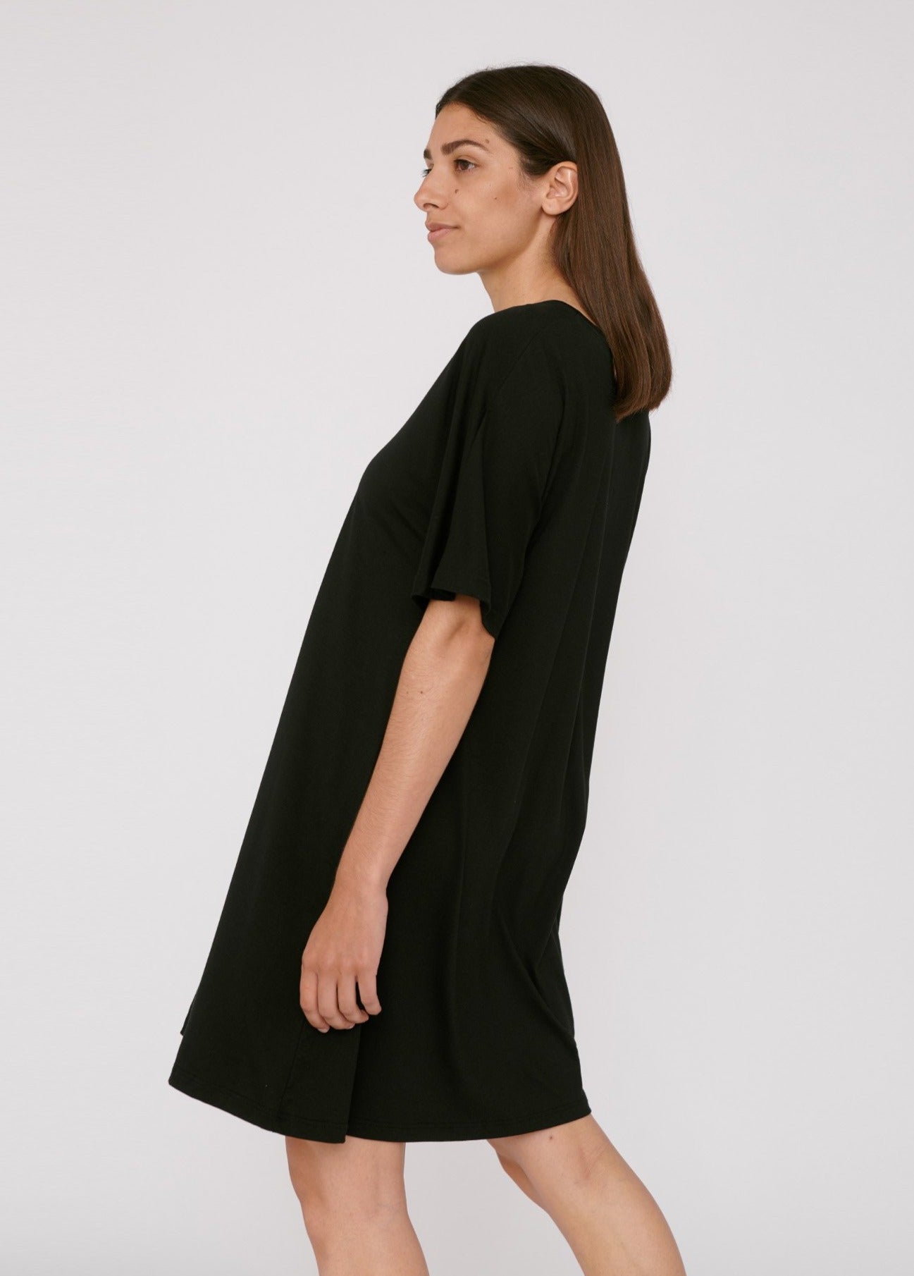 Robe t-shirt noire légère en tencel - black