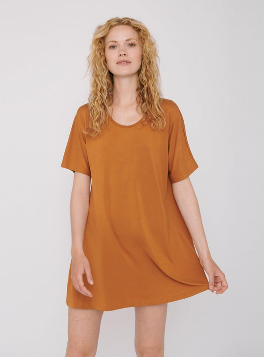 Robe t-shirt légère ocre en tencel - ocher