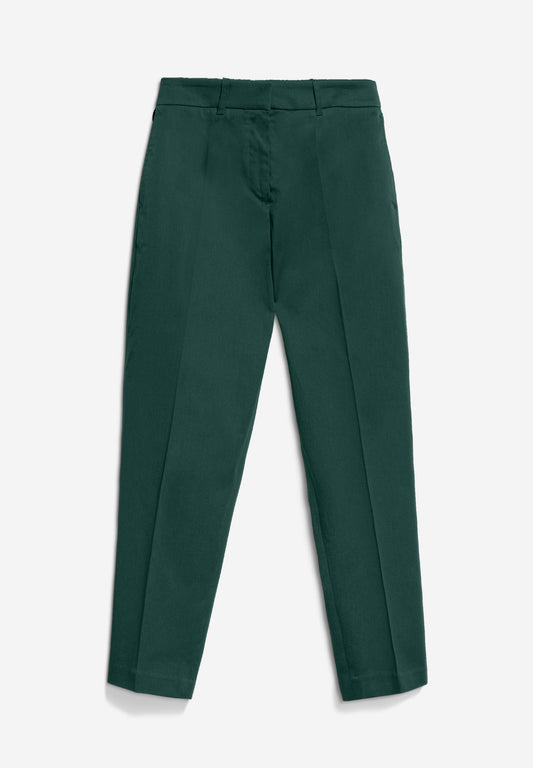 Pantalon à pinces en coton bio | Vert foncé "warmaar teal stone"