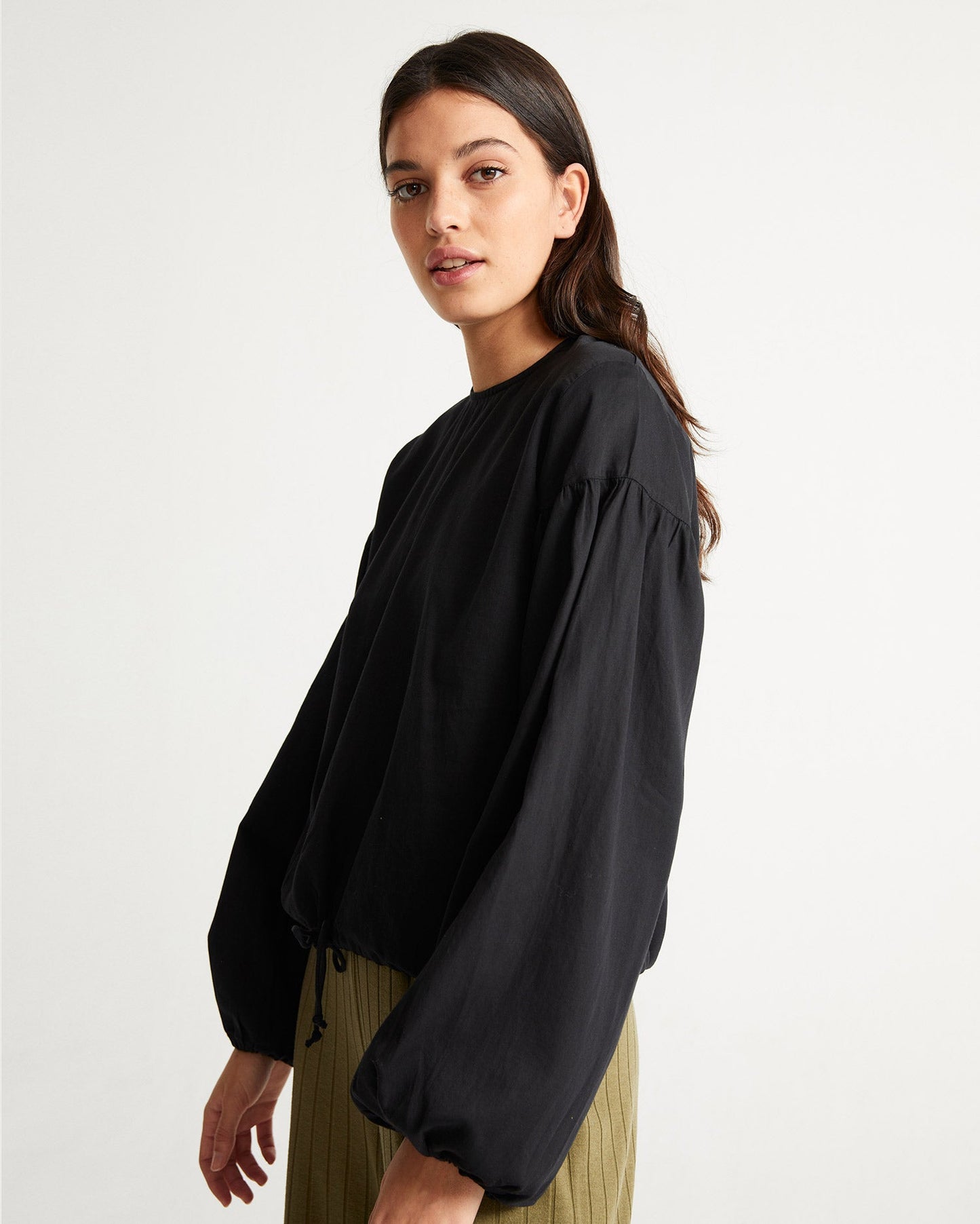 Blouse noire en coton bio - boann black