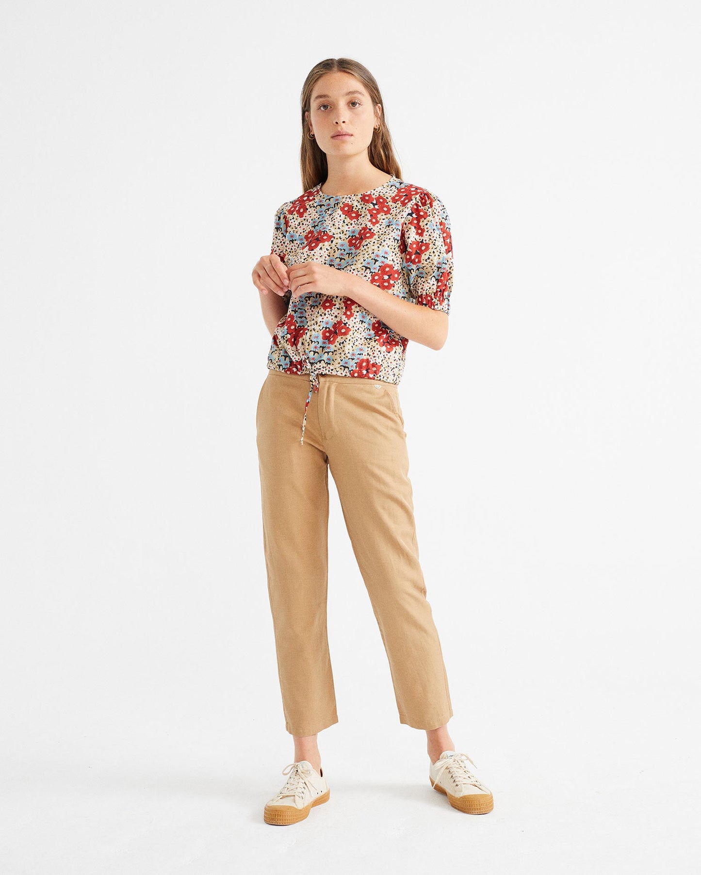 Blouse à manches courtes fleurie en coton bio - Iris