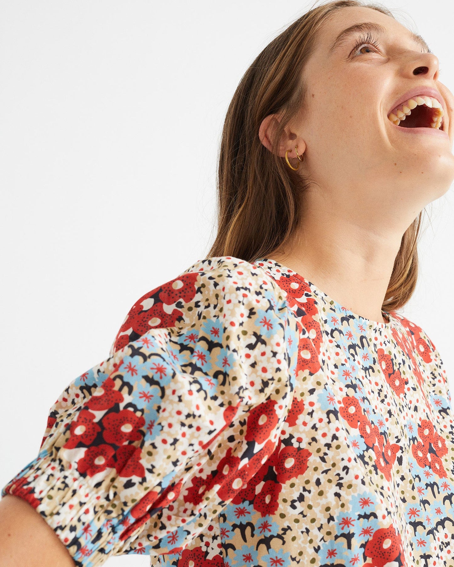 Blouse à manches courtes fleurie en coton bio - Iris